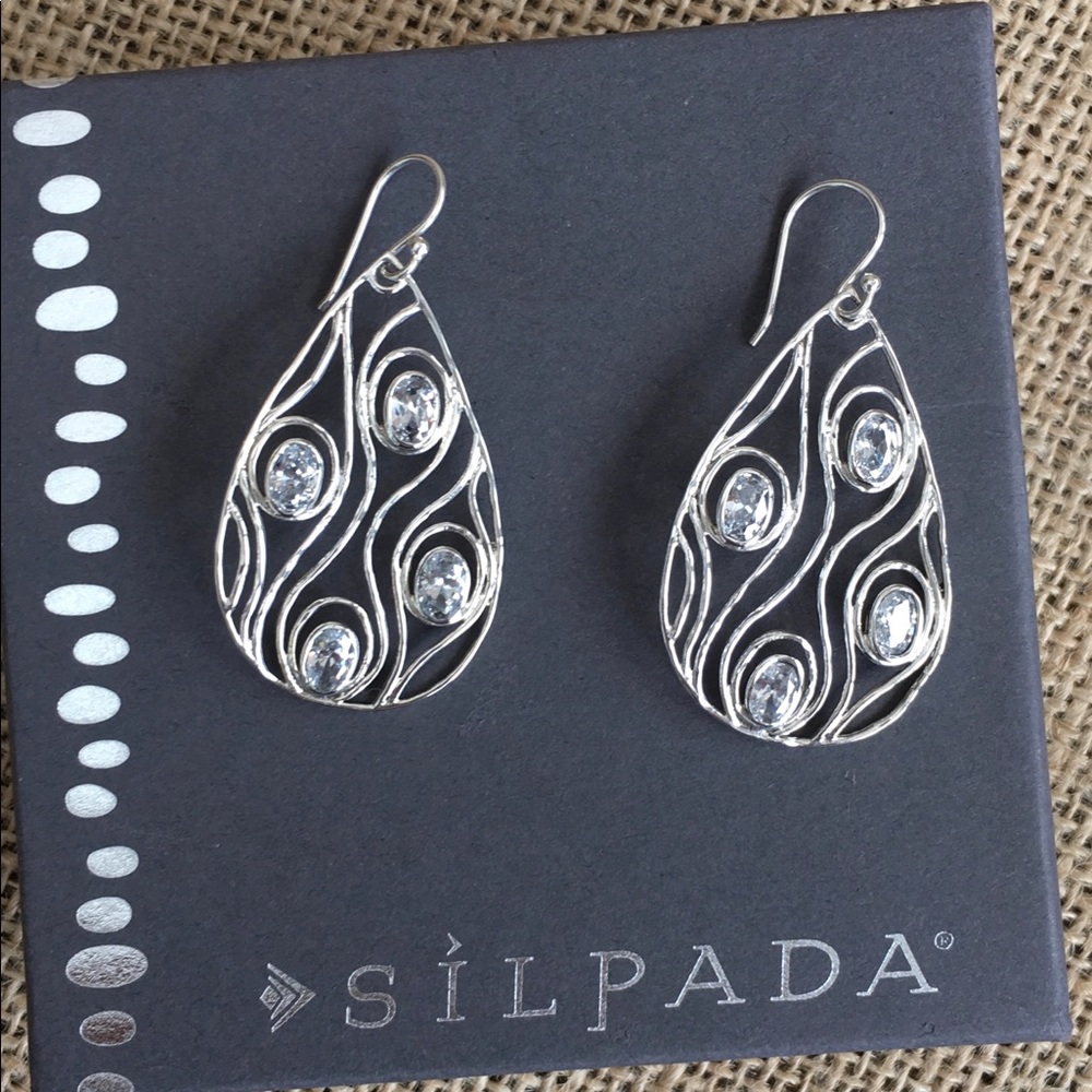 Silpada Vintage Artisan Orion CZ Silver Earrings